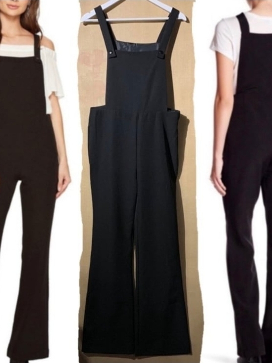Romeo & Juliet Couture Pants - Romeo & Juliet Couture Black Flare Leg Overall Jumpsuit Sz S